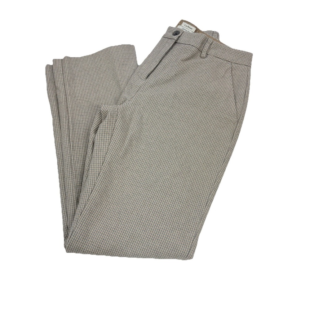 LL Bean Pants‎ Womens 4 Cotton Lined Trouser Blue Tan Houndstooth Classic Preppy